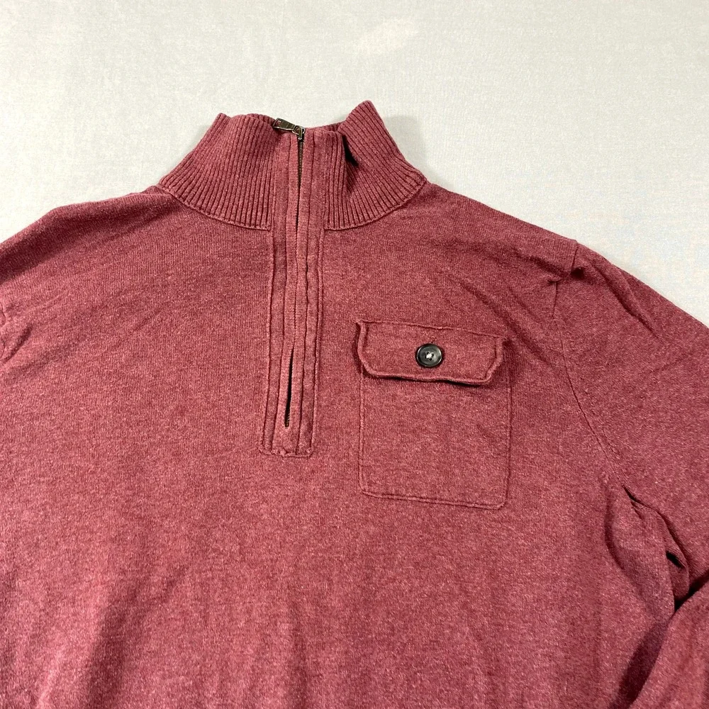 Banana‎ Republic Sweater Mens Medium Red 1/4 Zip Pullover Mock Neck Golf Casual